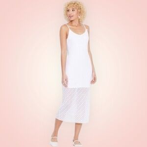 NWT Wild‎ Fable White Lace Bow Midi Dress, Size S, MSRP $32